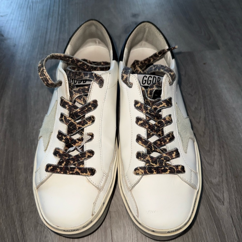 Golden Goose White and Black Hi Star Sneakers